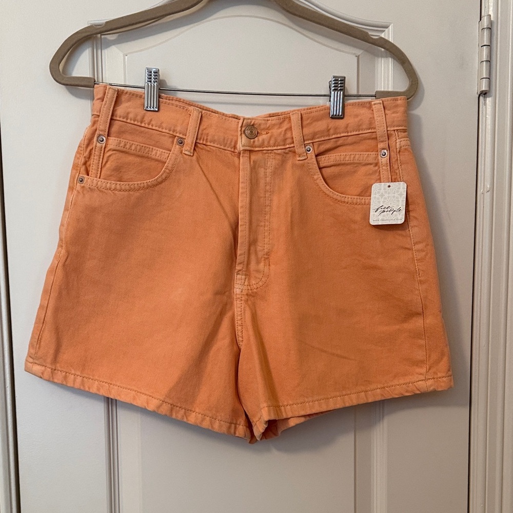 Free People Orange Jean Shorts